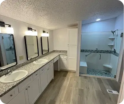 affordable bathroom remodeling services in Lubbock TX with modern tile layouts countertops cabinets and installation