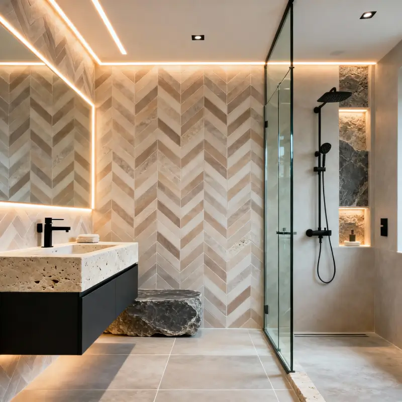 double sink vanity with quartz countertop bathroom remodeling services in Lubbock TX project inspiration